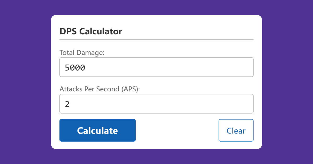 Standard DPS Calculator Interface