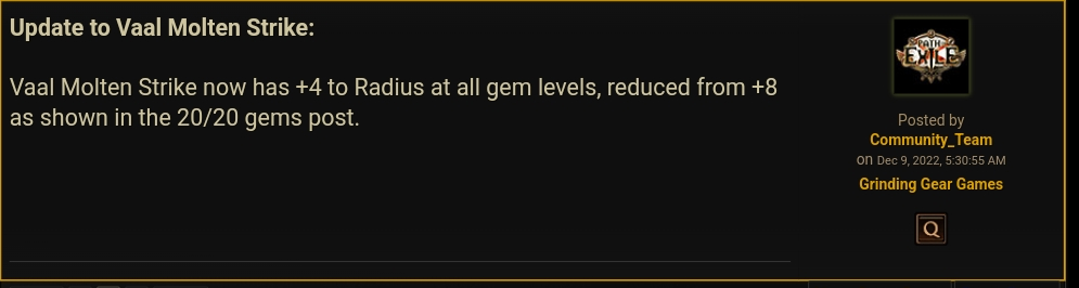 Community Analysis of Vaal and Zenith Molten Strike Variants